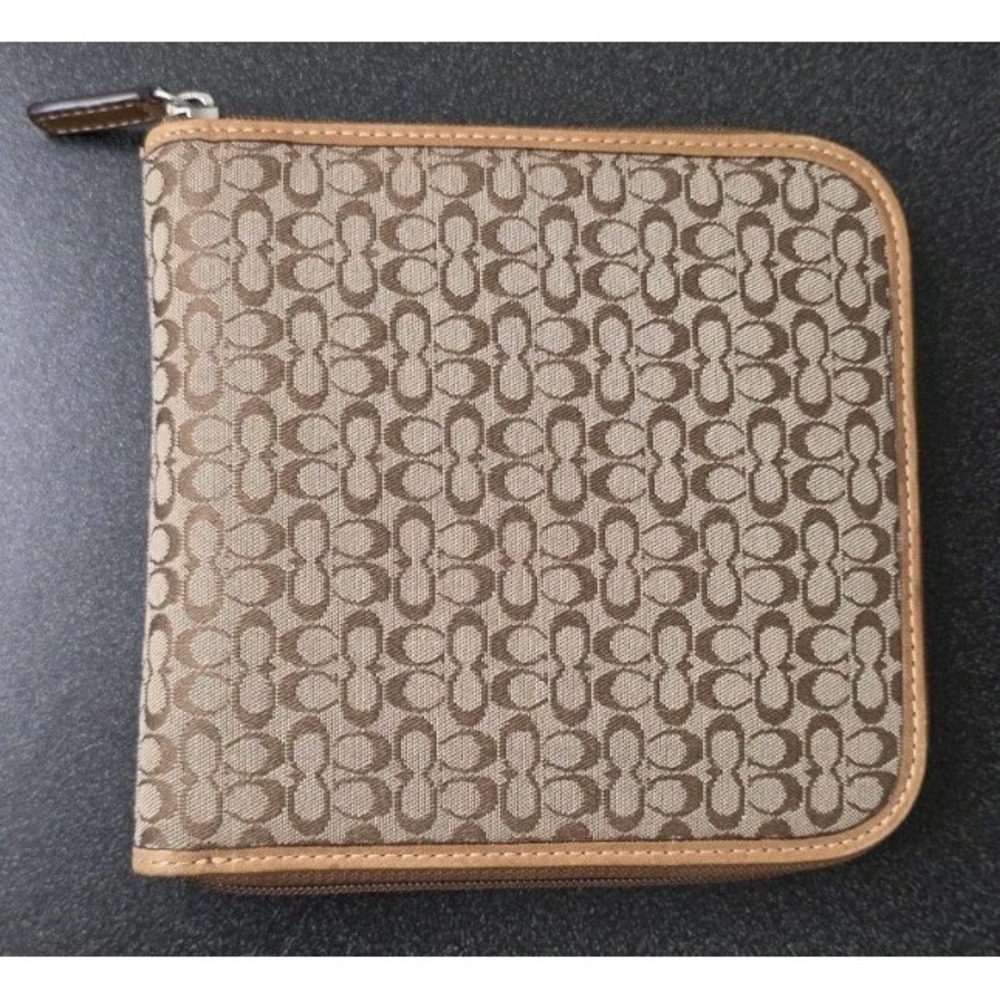 Vintage Coach CD Logo Brown Case Loader Pouch 12 Double Sleeves 24ct Music